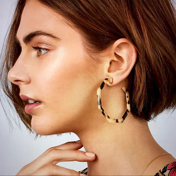 Hexagon Hoop Earrings - Picture 4 of 4